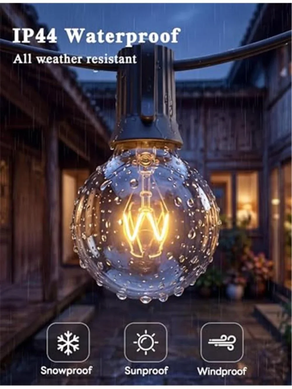50FT G40 Globe String Lights, Outdoor Patio String Lights with 53 Edison Globe